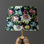 Navy Summer Garden Velvet Lampshade | French Drum Ceiling Light Shade | Bespoke Handmade Empire Lampshade