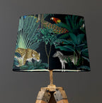 Black Jungle Velvet Lampshade | French Drum Ceiling Light Shade | Bespoke Handmade Empire Lampshade