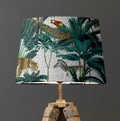 White Jungle Velvet Lampshade | French Drum Ceiling Light Shade | Bespoke Handmade Empire Lampshade