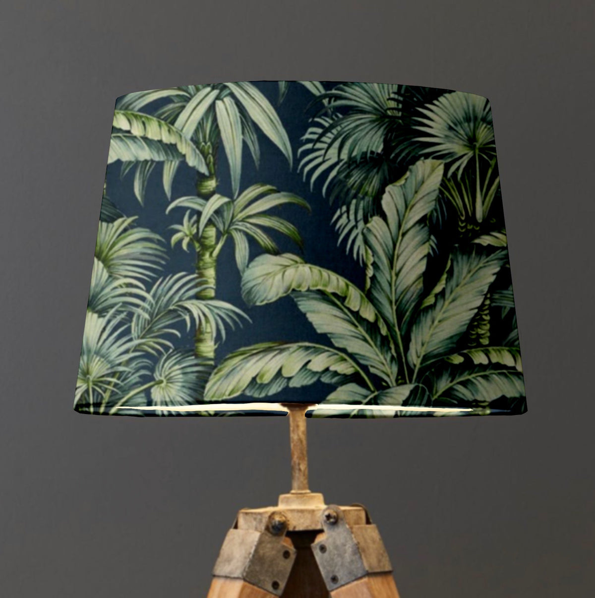 Navy Tripura Velvet Lampshade | French Drum Ceiling Light Shade | Bespoke Handmade Empire Lampshade