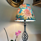 Teal Floral Summer Garden Velvet Steep Empire Lampshade | Handmade Ceiling Light Shade | UK