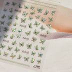 Hello Claws | Crystal Green Butterfly 5D Embossed Pattern Design Nail Deco Sticker