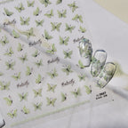 Hello Claws | Crystal Green Butterfly 5D Embossed Pattern Design Nail Deco Sticker