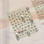 Hello Claws | Crystal Green Butterfly 5D Embossed Pattern Design Nail Deco Sticker