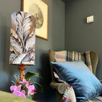 Tripura gold Leaves Velvet cylinder lampshade, extra tall lampshade