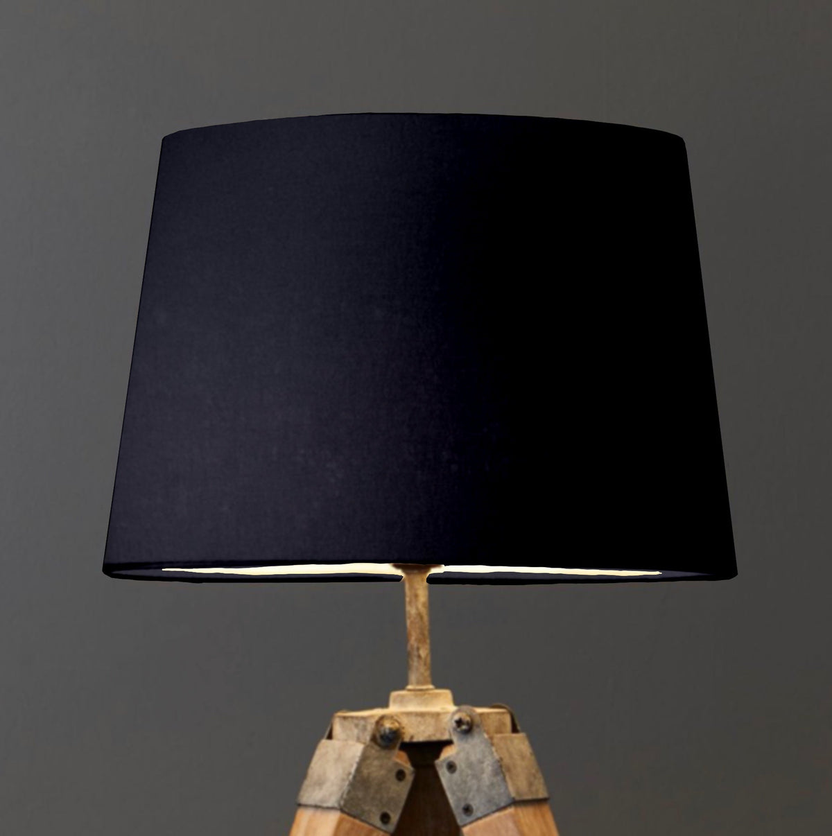 Black Cotton French Drum Lampshade | Handmade Ceiling Light Shade | UK