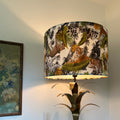 Tiger cheetah jungle velvet drum lampshade / ceiling shade, with a white lining