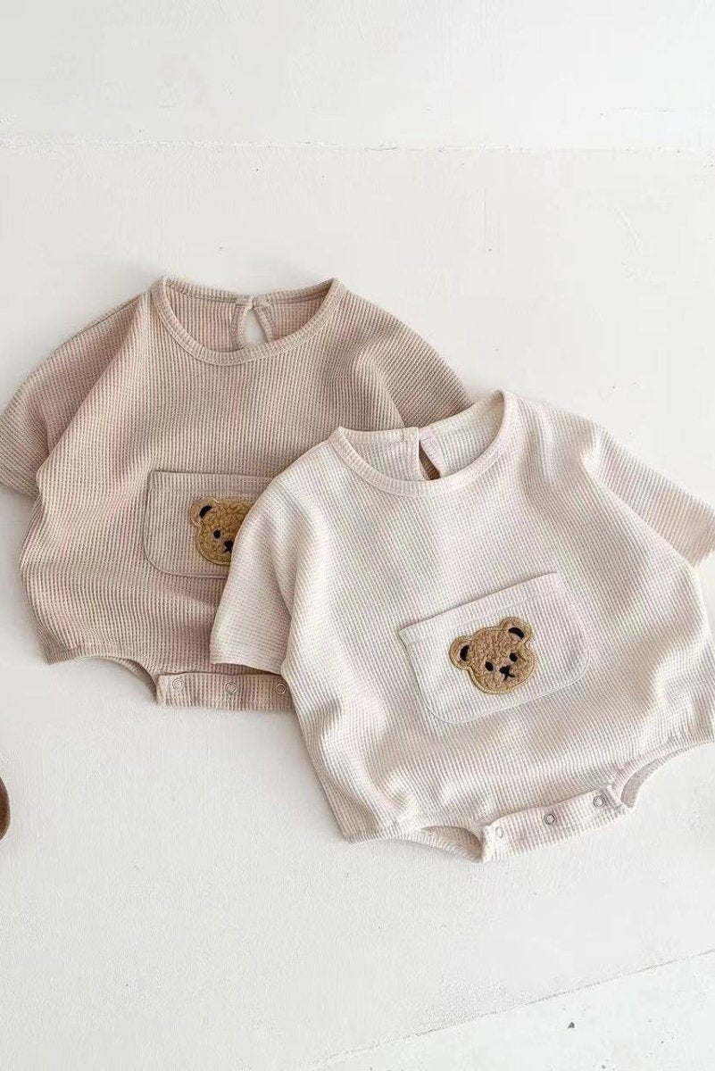 Waffle Bear Bodysuit Brown or Creme