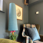 Teal Blue Velvet Lampshade | Extra Tall Cone Light Shade | Bespoke Handmade UK
