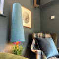 Teal Blue Velvet Lampshade | Extra Tall Cone Light Shade | Bespoke Handmade UK