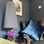 Grey Velvet Lampshade | Extra Tall Cone Light Shade | Bespoke Handmade UK