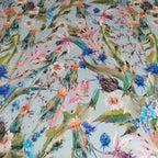 Spring Garden Velvet Lampshade | Extra Tall Cylinder Ceiling Light Shade | Bespoke Handmade UK