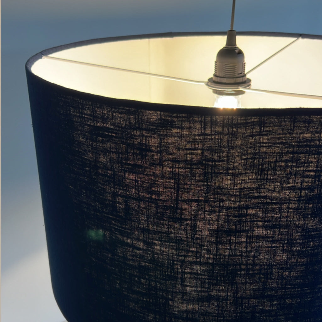 Navy Linen Drum Lampshade | Handmade Ceiling Light Shade | Bespoke UK