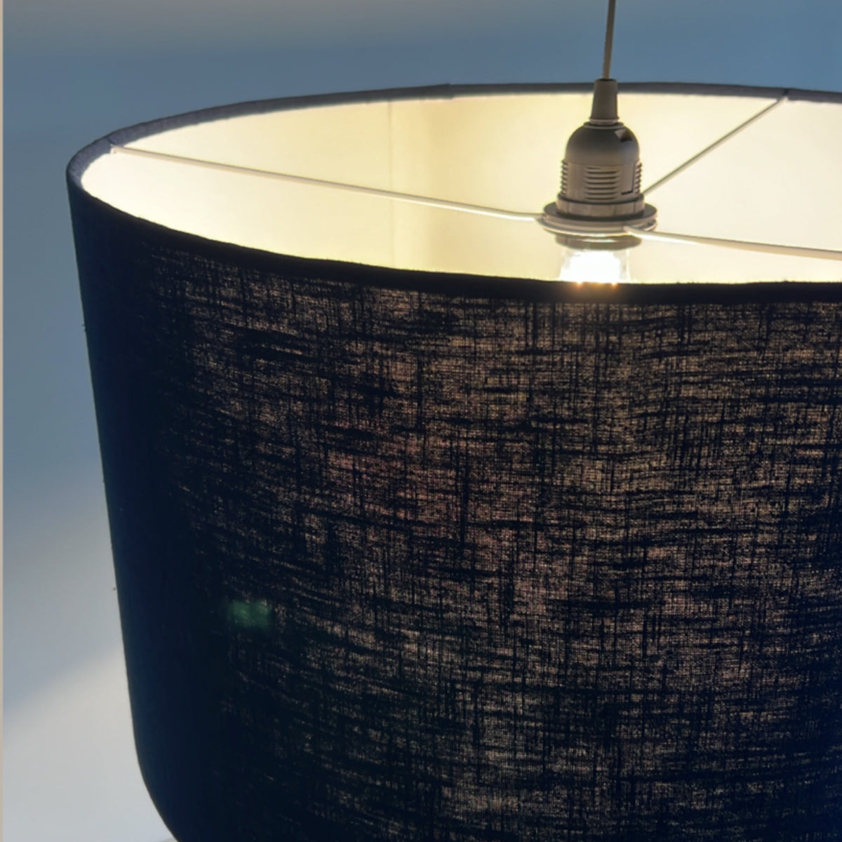Navy Linen Drum Lampshade | Handmade Ceiling Light Shade | Bespoke UK