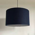 Navy Linen Drum Lampshade | Handmade Ceiling Light Shade | Bespoke UK