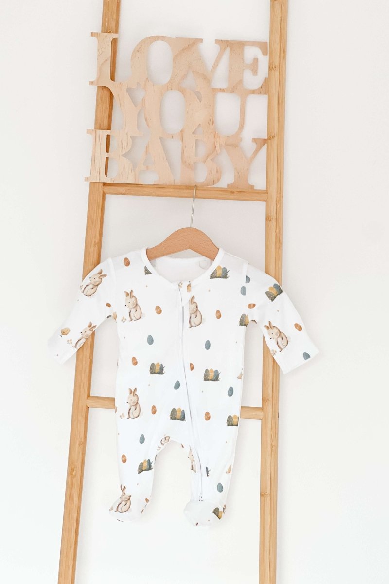 Cozy Easter Bunny Bamboo & Organic Cotton Zip Sleepsuit One Piece