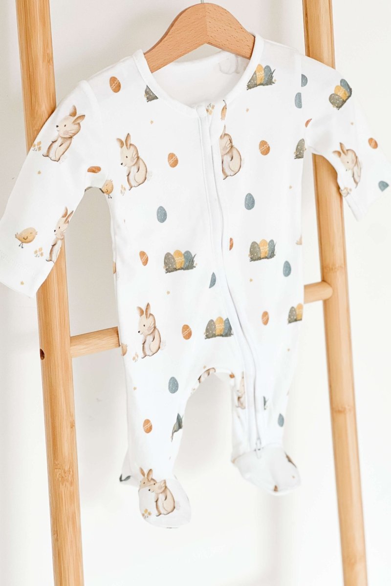Cozy Easter Bunny Bamboo & Organic Cotton Zip Sleepsuit One Piece