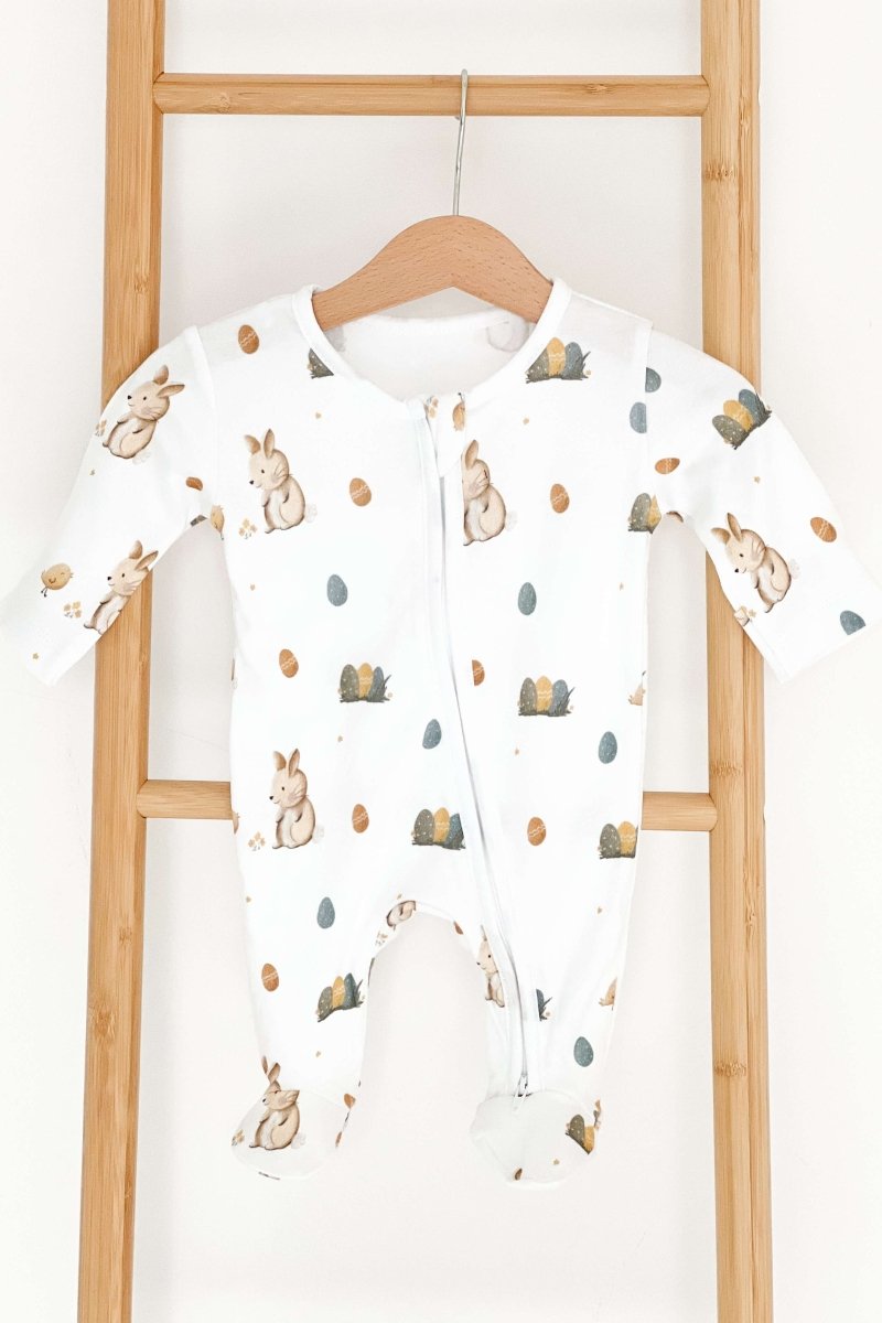 Cozy Easter Bunny Bamboo & Organic Cotton Zip Sleepsuit One Piece