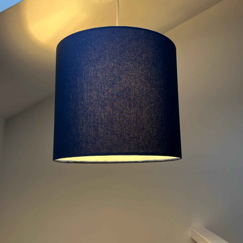 Navy Cotton Drum Lampshade | Handmade Ceiling Light Shade | Bespoke UK