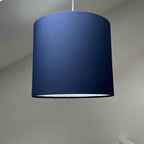 Navy Cotton Drum Lampshade | Handmade Ceiling Light Shade | Bespoke UK