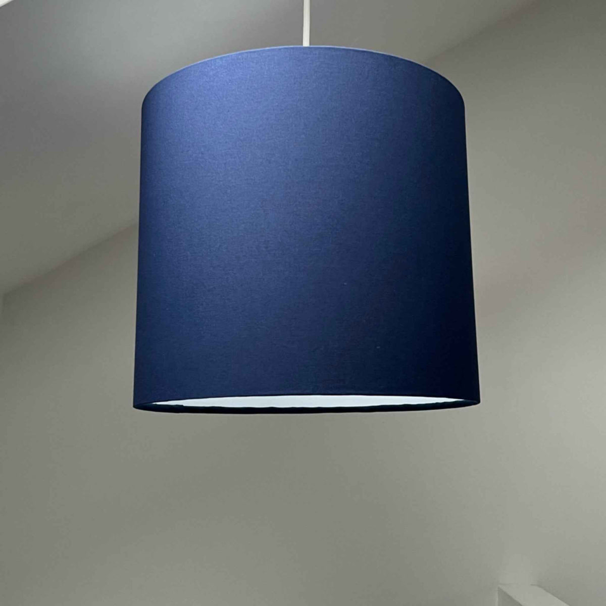 Navy Cotton Drum Lampshade | Handmade Ceiling Light Shade | Bespoke UK