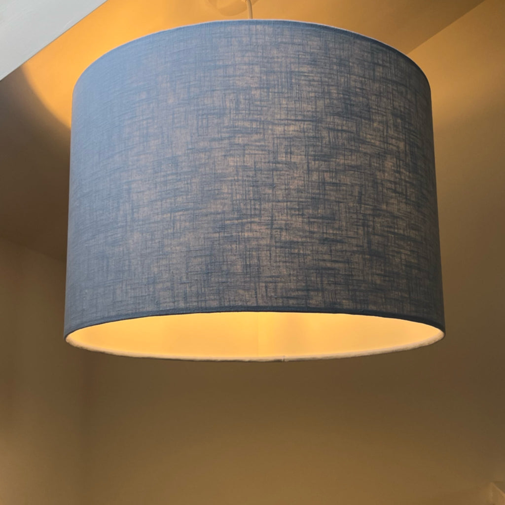 Light Blue Linen Drum Lampshade | Handmade Ceiling Light Shade | Bespoke UK
