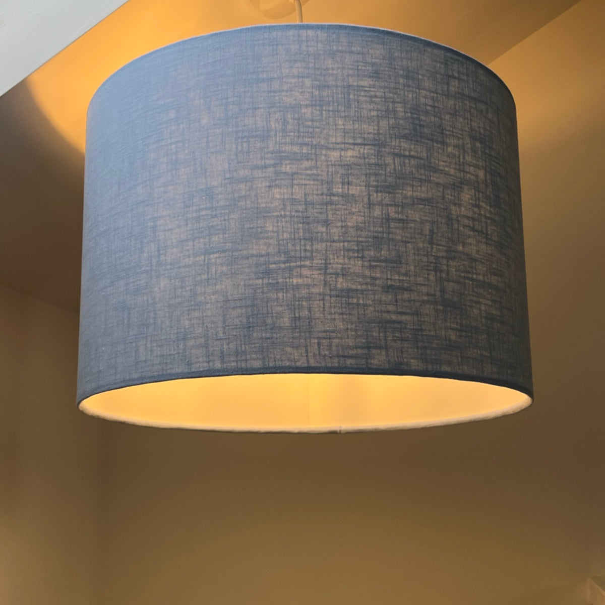 Light Blue Linen Drum Lampshade | Handmade Ceiling Light Shade | Bespoke UK