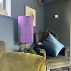 Purple Velvet Cylinder Lampshade | Extra Tall Drum Light Shade | Handmade UK