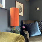 Burnt Orange Velvet Cylinder Lampshade | Extra Tall Drum Light Shade | Handmade UK