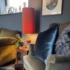 Burnt Orange Velvet Cylinder Lampshade | Extra Tall Drum Light Shade | Handmade UK