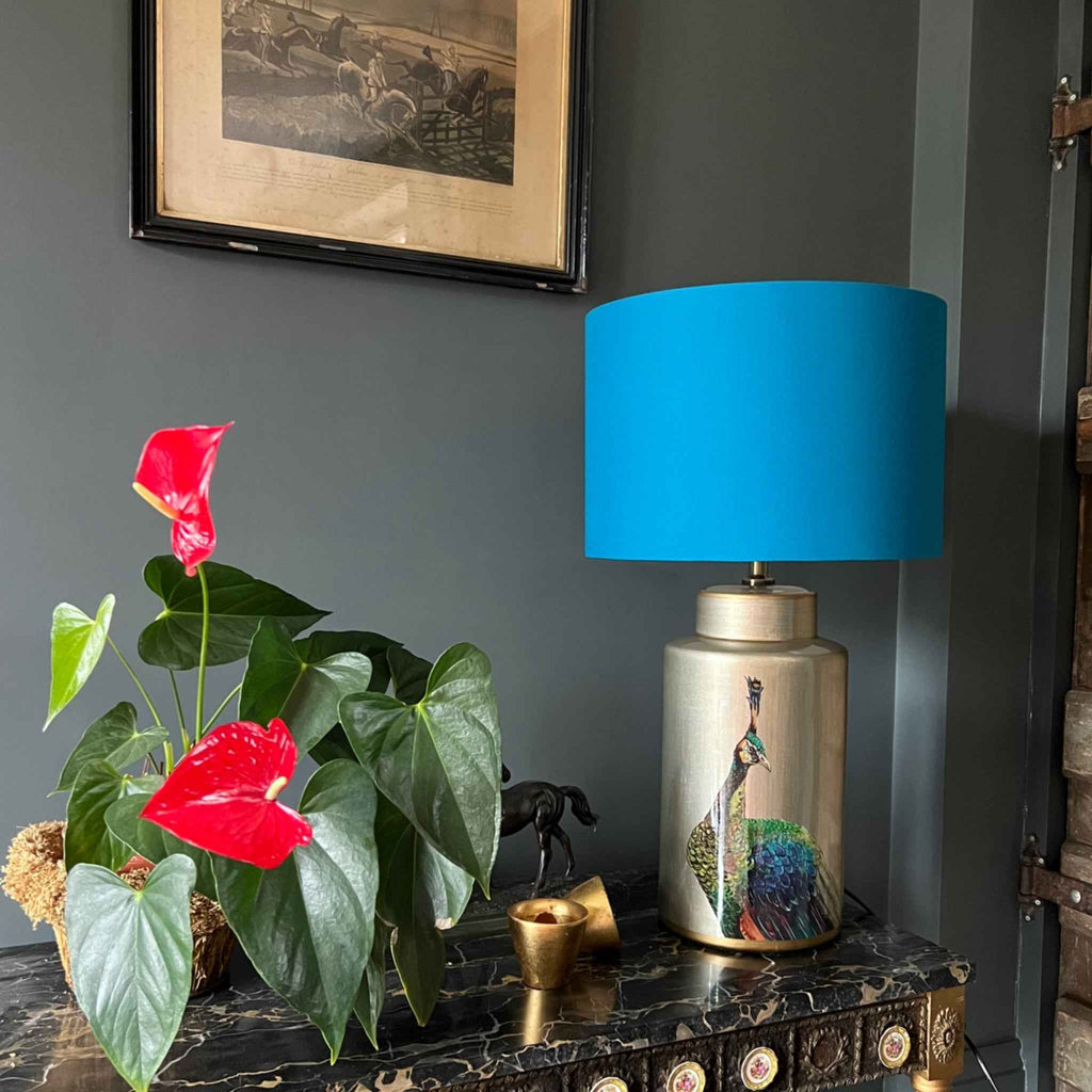 Teal Cotton Drum Lampshade | Handmade Ceiling Light Shade | Bespoke UK