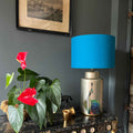 Teal Cotton Drum Lampshade | Handmade Ceiling Light Shade | Bespoke UK