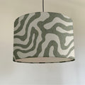 Green Wiggle drum lampshade /ceiling shade with a white lining
