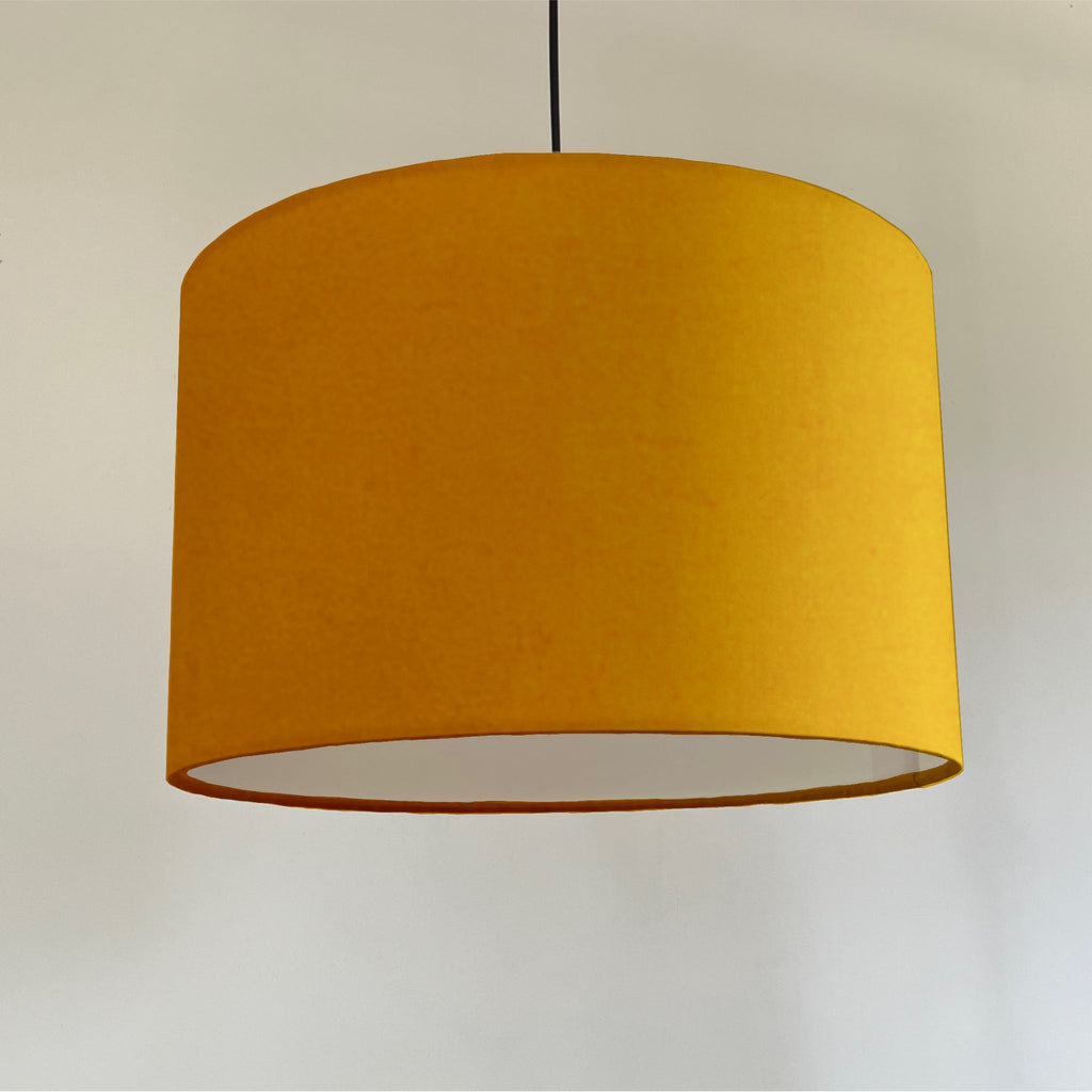 Mustard Yellow Cotton Drum Lampshade | Handmade Ceiling Light Shade | Bespoke UK