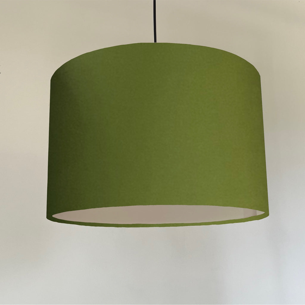 Olive Cotton Drum Lampshade | Handmade Ceiling Light Shade | Bespoke UK