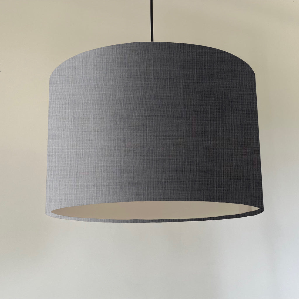 Dark Grey Linen Drum Lampshade | Handmade Ceiling Light Shade | Bespoke UK