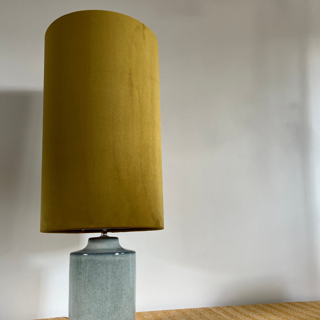 Mustard Velvet Cylinder Lampshade | Extra Tall Drum Light Shade | Handmade UK