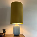 Mustard Velvet Cylinder Lampshade | Extra Tall Drum Light Shade | Handmade UK