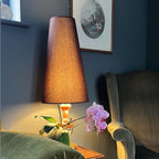 Brown Cotton Lampshade | Extra Tall Cone Light Shade | Bespoke Handmade UK
