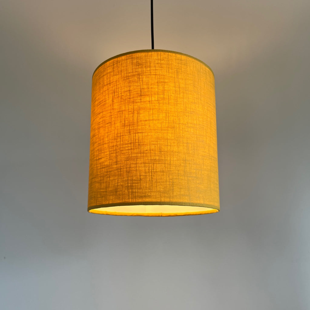 Mustard Linen Drum Lampshade | Handmade Ceiling Light Shade | Bespoke UK