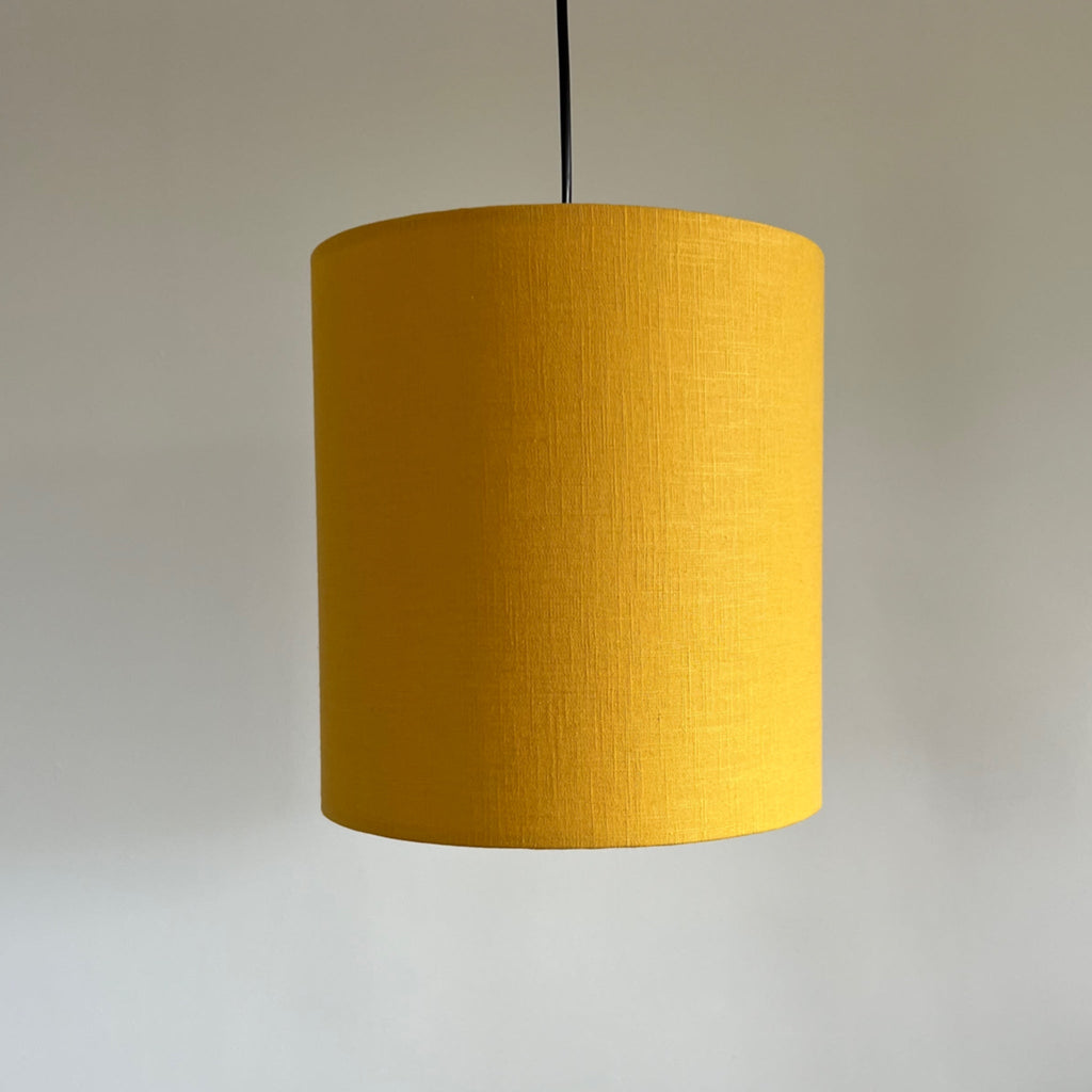 Mustard Linen Drum Lampshade | Handmade Ceiling Light Shade | Bespoke UK