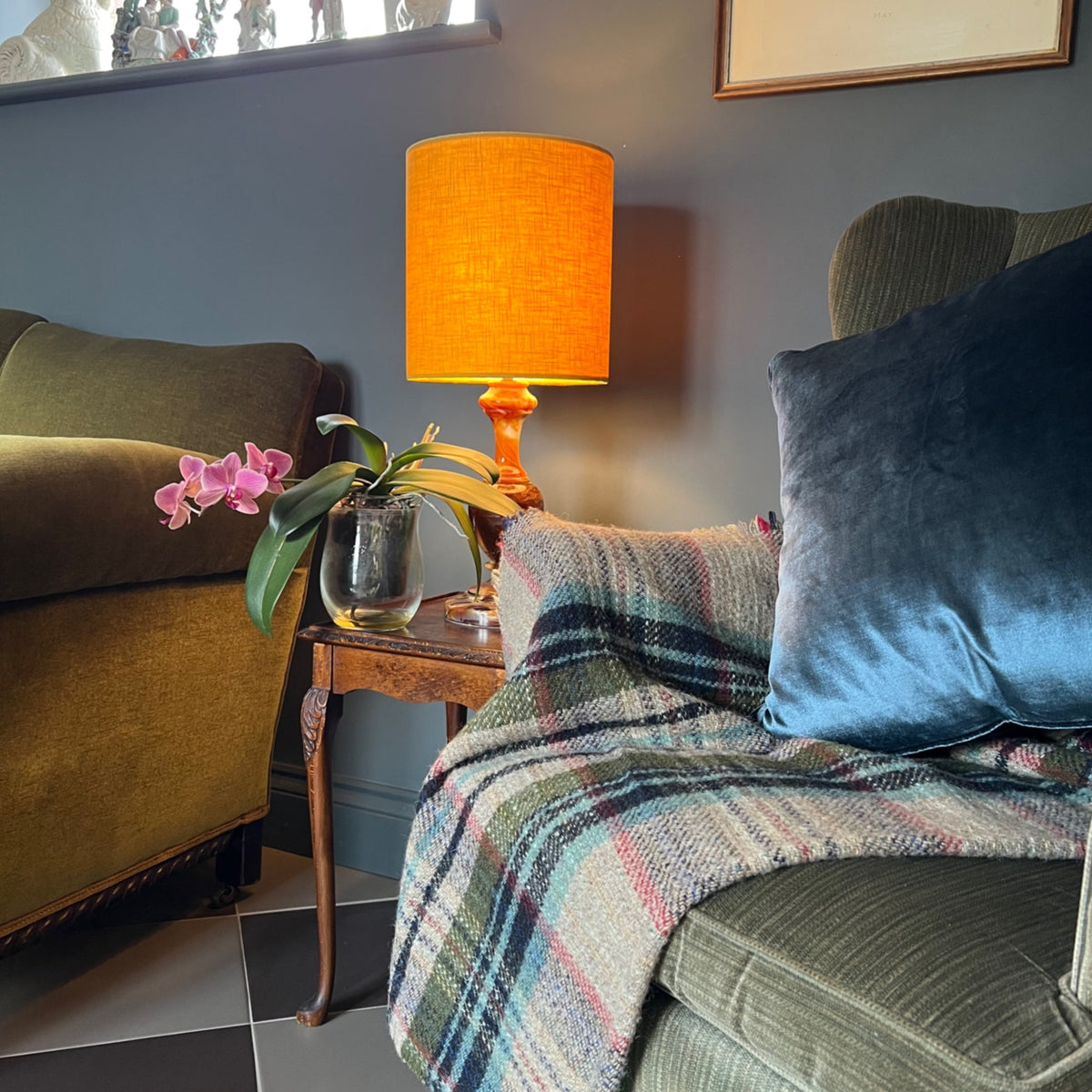Mustard Linen Drum Lampshade | Handmade Ceiling Light Shade | Bespoke UK