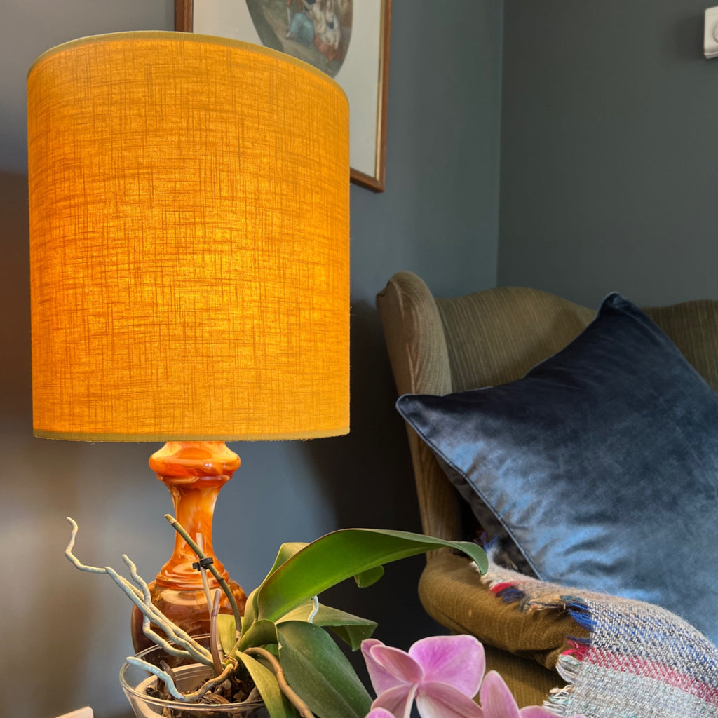 Mustard Linen Drum Lampshade | Handmade Ceiling Light Shade | Bespoke UK