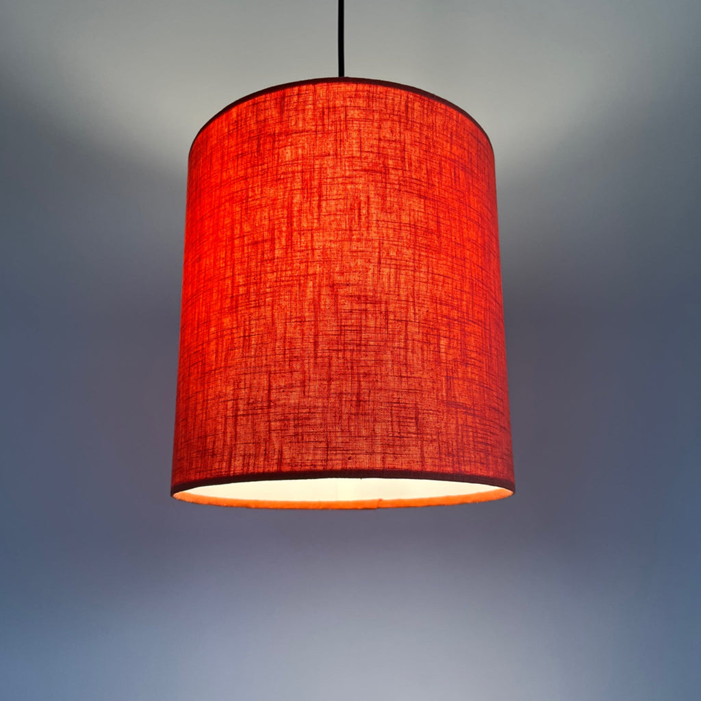 Rust Orange Linen Drum Lampshade | Handmade Ceiling Light Shade | Bespoke UK