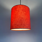 Rust Orange Linen Drum Lampshade | Handmade Ceiling Light Shade | Bespoke UK