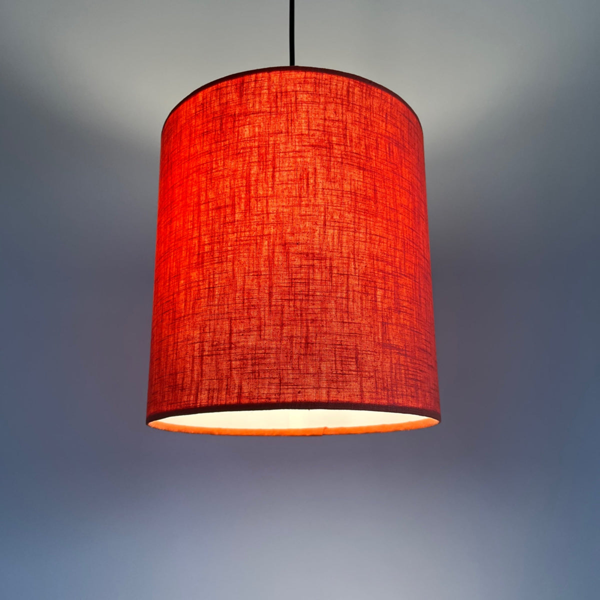 Rust Orange Linen Drum Lampshade | Handmade Ceiling Light Shade | Bespoke UK