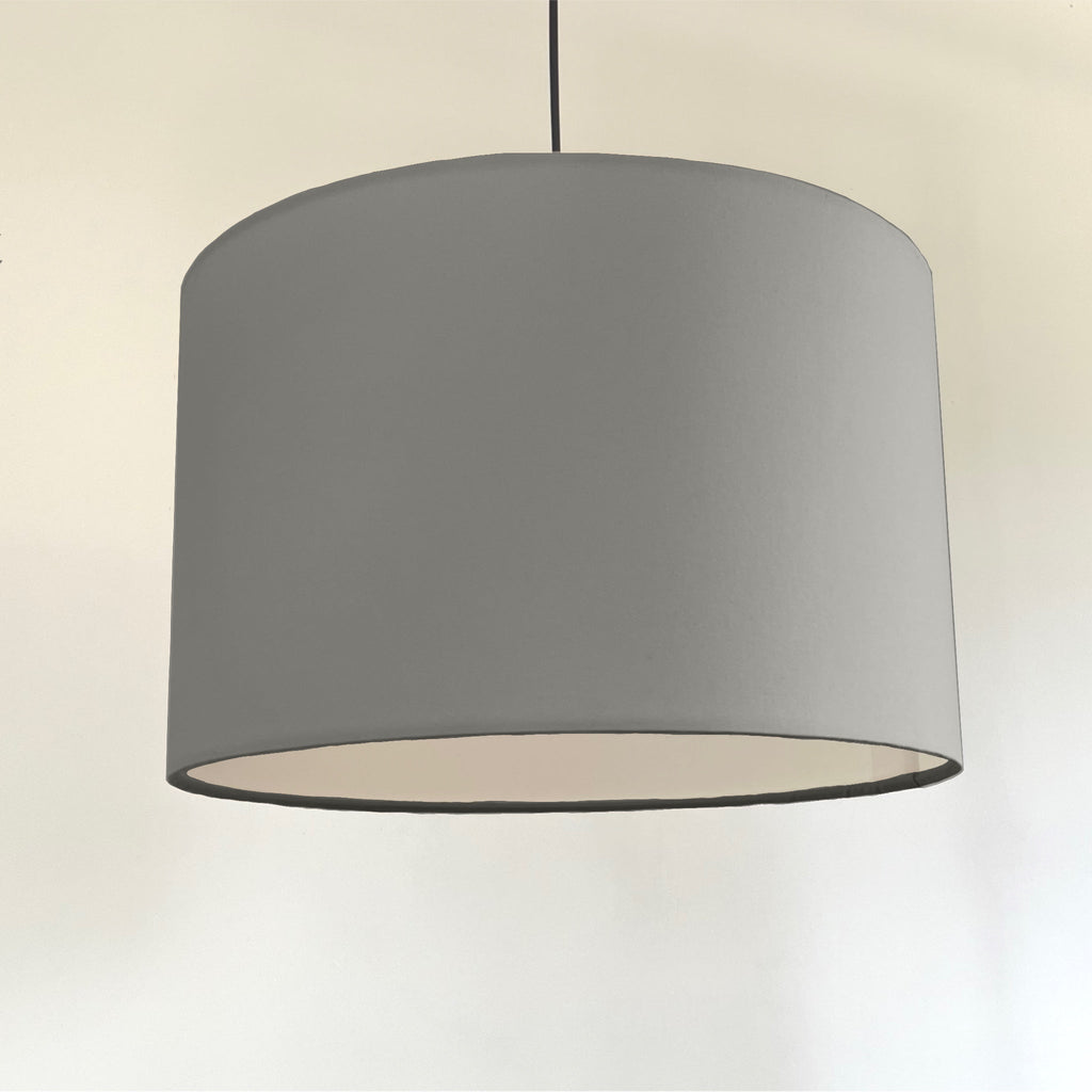 Light Grey Cotton Drum Lampshade | Handmade Ceiling Light Shade | Bespoke UK