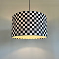 Checkerboard Cotton Drum Lampshade | Handmade Ceiling Light Shade | Bespoke UK