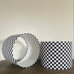 Checkerboard Cotton Drum Lampshade | Handmade Ceiling Light Shade | Bespoke UK