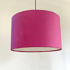 Hot Pink Velvet Drum Lampshade | Handmade Ceiling Light Shade | Bespoke UK